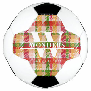 Tartan Plaid Basics Name Monogram Football