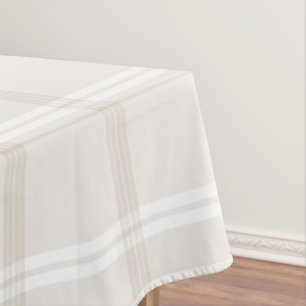 Tartan Plaid Beige & White No. 49 Tablecloth