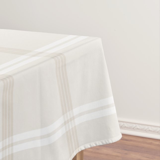 Tartan Plaid Beige & White No. 49 Tablecloth (In Situ)