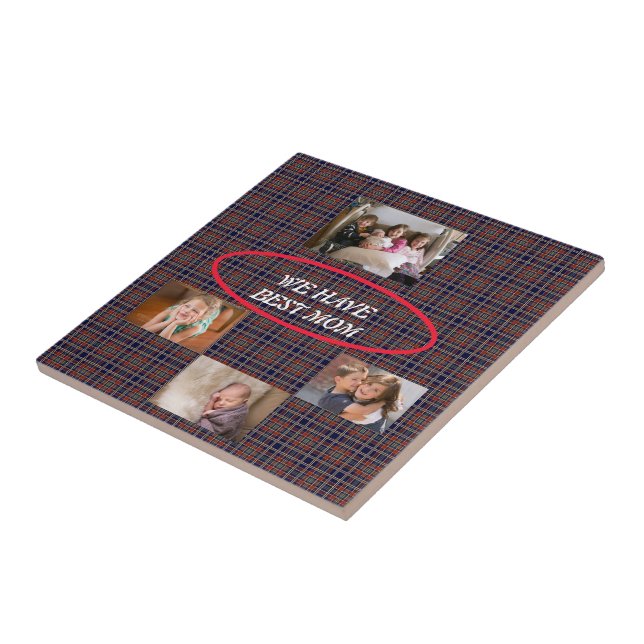Tartan Plaid Best Mum Freestyle Font Tile (Side)
