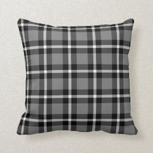 Tartan Plaid Black, Grey & White No. 48 Cushion