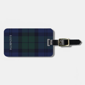 Tartan Plaid Blue Green Luggage Tag