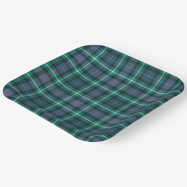 Tartan Plaid Blue Green Red Christmas Festive  Paper Plate (Angled)