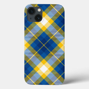 Tartan Plaid Blue Yellow iPhone 13 Case