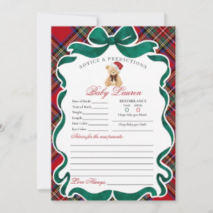 Tartan Plaid Christmas Bear Advice for Baby Card