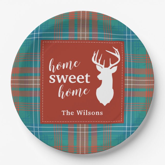 Tartan Plaid Christmas Clan Wilson Personalised Paper Plate (Front)