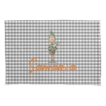 Tartan plaid christmas elf reideer grey white name