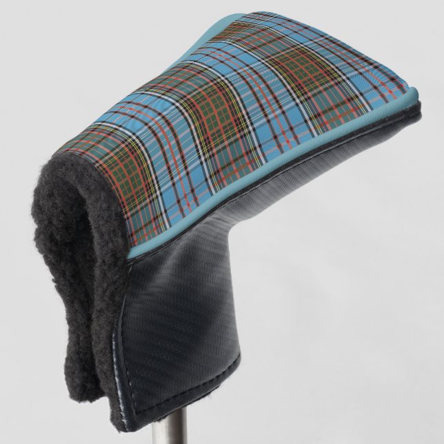 Tartan Plaid Clan Anderson Light Blue Brown Check Golf Head Cover (3/4 Front)