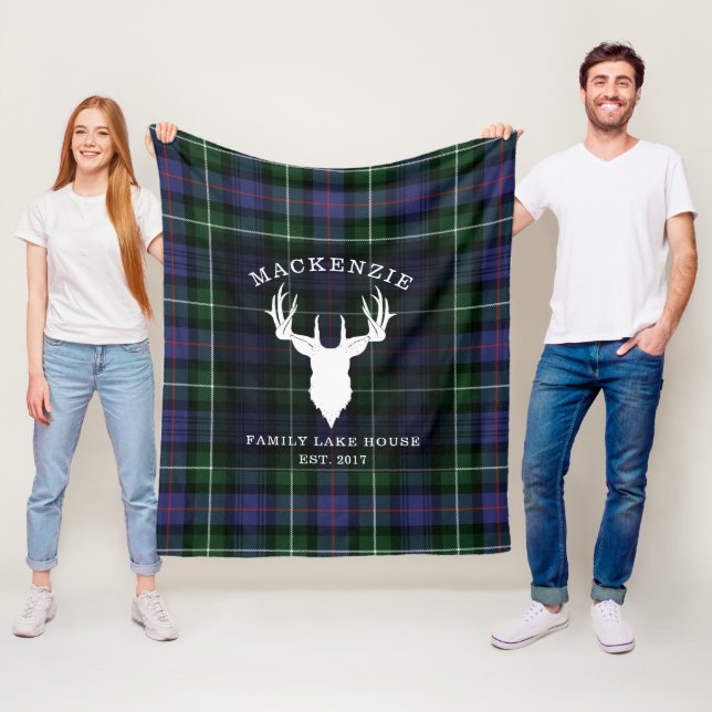Tartan Plaid Clan MacKenzie Family Lake House Fleece Blanket (In Situ)