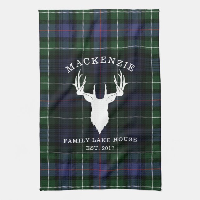 Tartan Plaid Clan MacKenzie Family Lake House Tea Towel (Vertical)