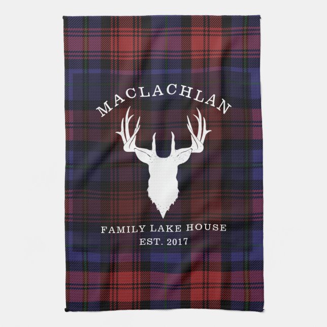 Tartan Plaid Clan MacLachlan Family Lake House Tea Towel (Vertical)