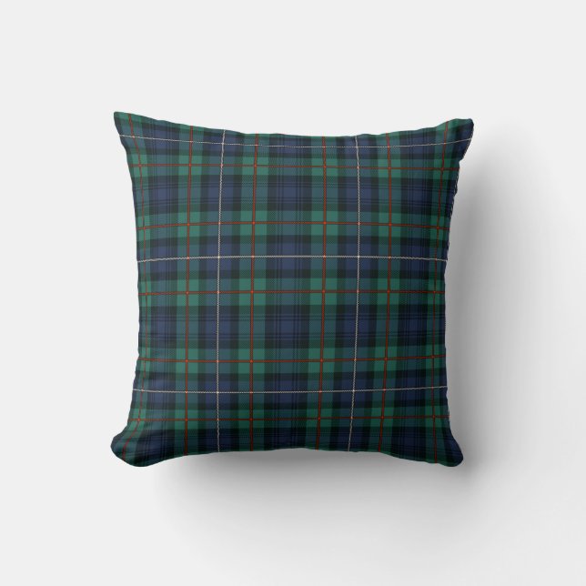 Tartan Plaid Clan Robertson Green Purple Check  Cushion (Front)