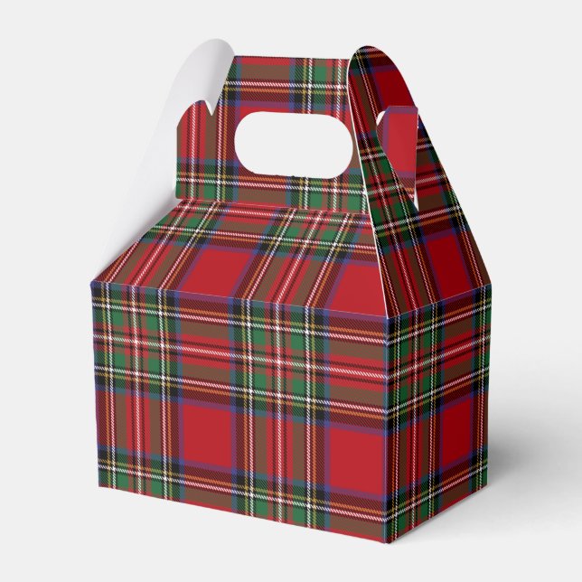 Tartan Plaid Clan Stewart Black Red Rustic Favour Box (Front Side)
