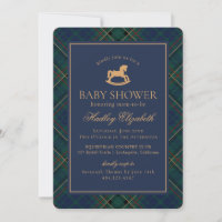 Tartan Plaid Classic Rocking Horse Baby Shower