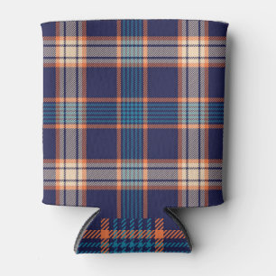 Tartan plaid, colourful navy texture. can cooler