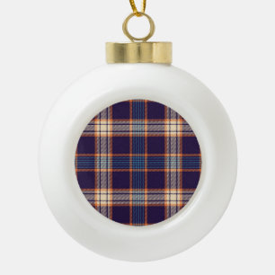 Tartan plaid, colourful navy texture. ceramic ball christmas ornament