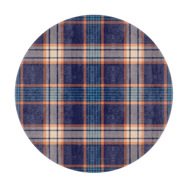 Tartan plaid, colourful navy texture. cutting board (Front)