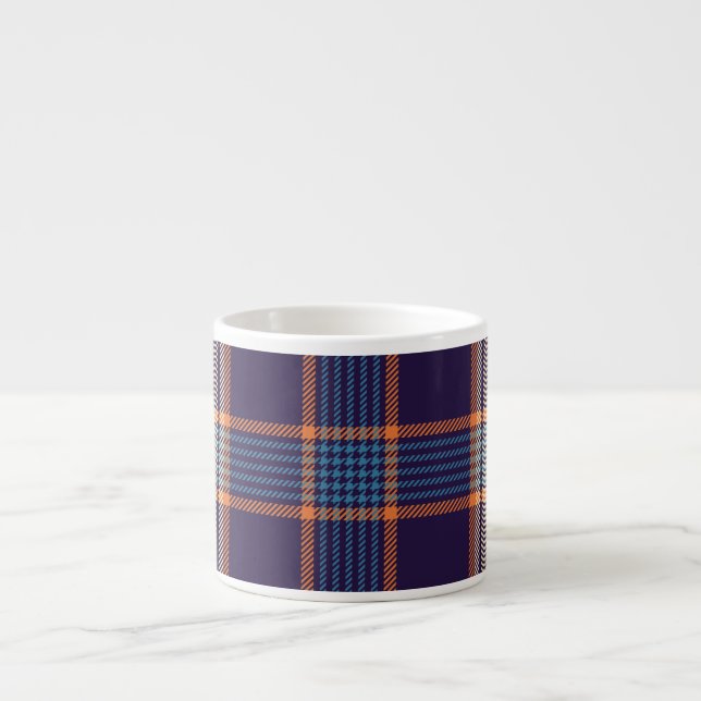 Tartan plaid, colourful navy texture. espresso cup (Front)