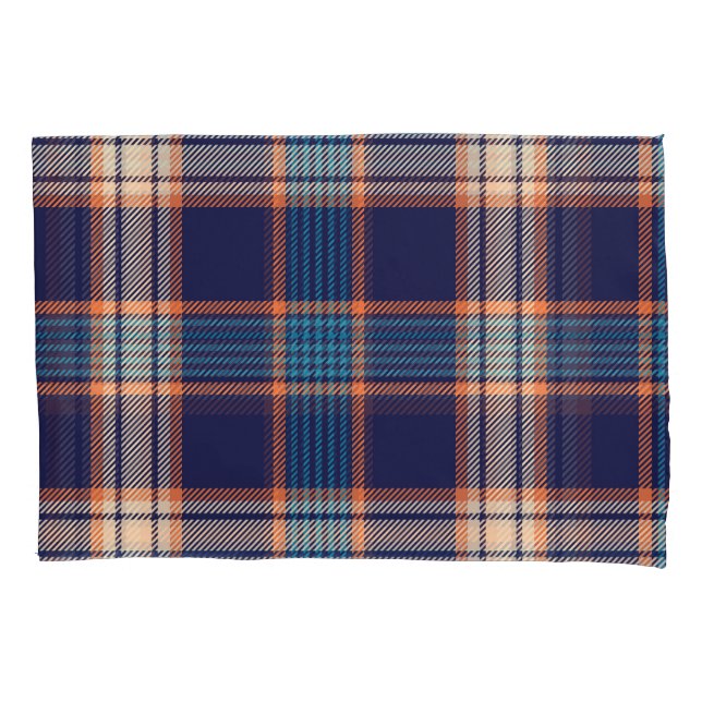 Tartan plaid, colourful navy texture. pillowcase (Front)