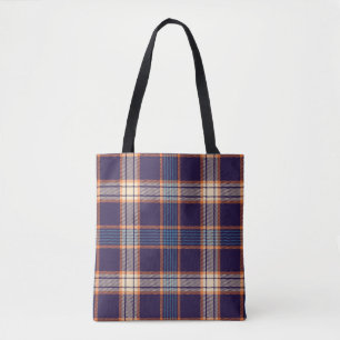 Tartan plaid, colourful navy texture. tote bag