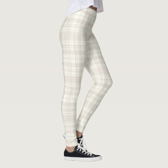 Tartan Plaid Cream & Beige No. 66 Leggings (Right)