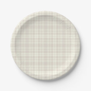 Tartan Plaid Cream & Beige No. 66 Paper Plate