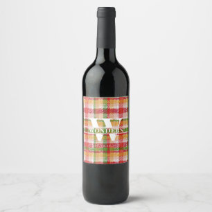 Tartan Plaid Custom Monogram Event Theme Wine Label