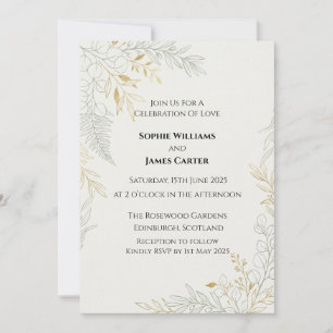 Tartan Plaid Floral Wedding Invitation
