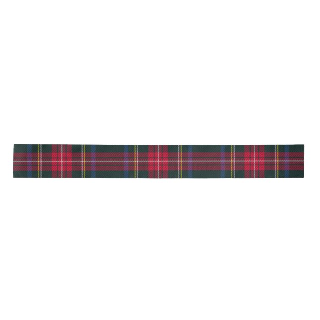Tartan Plaid Green Red Satin Ribbon (Front)