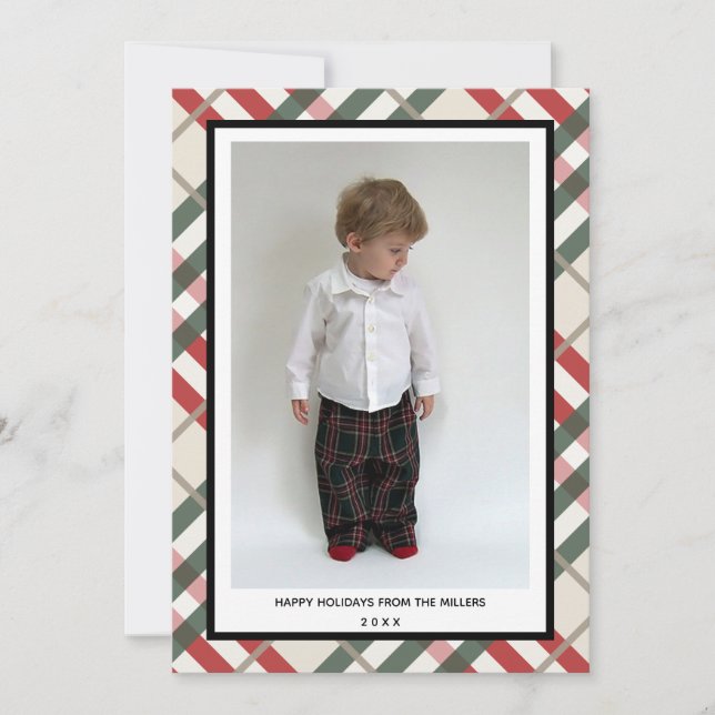 Tartan Plaid Happy Holidays Card for Christmas (Front)