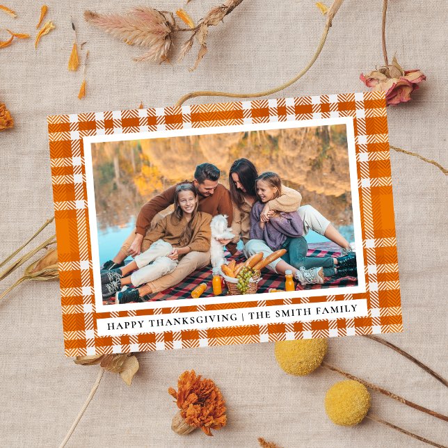 Tartan Plaid | Happy Thanksgiving Autumn Photo Holiday Card (Creator Uploaded)