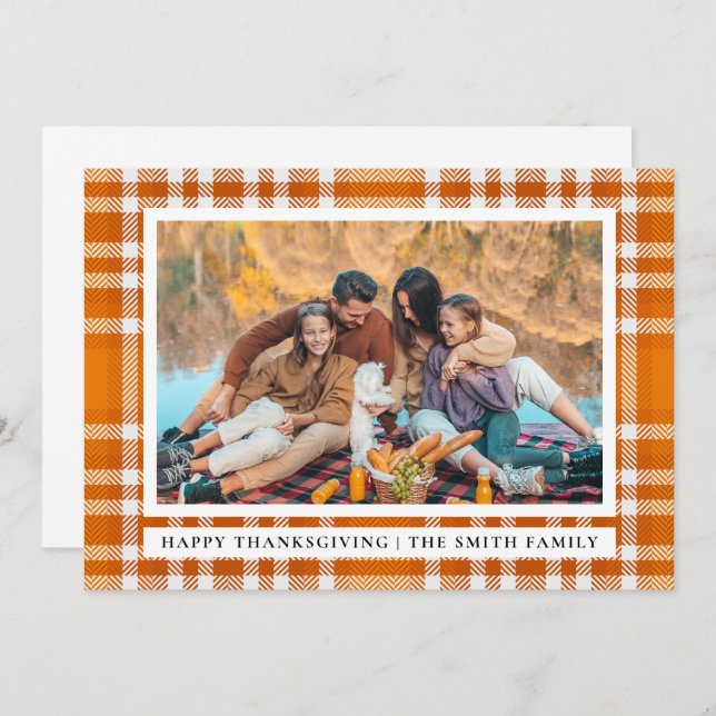 Tartan Plaid | Happy Thanksgiving Autumn Photo Holiday Card (Front/Back)