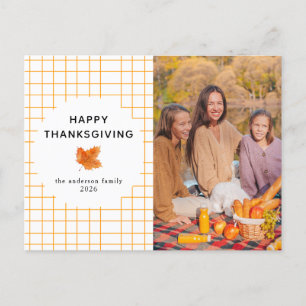 Tartan Plaid   Happy Thanksgiving Autumn Photo Holiday Postcard