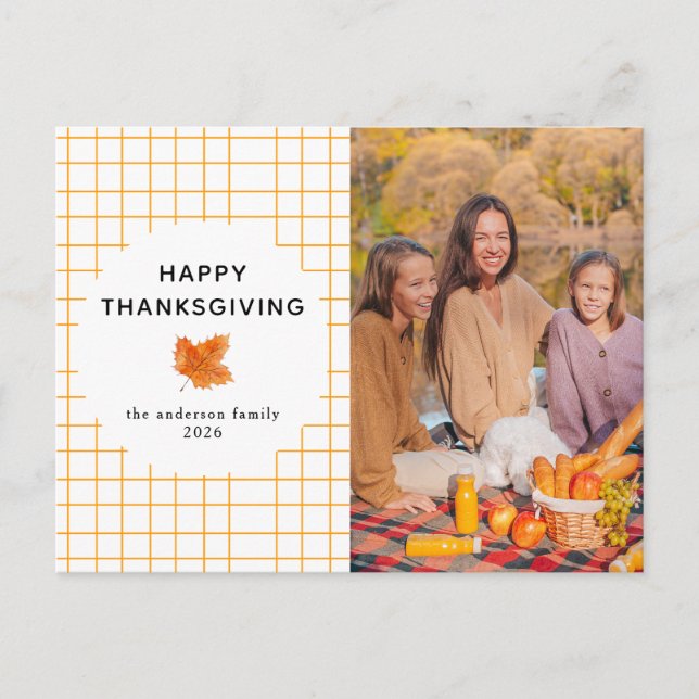 Tartan Plaid | Happy Thanksgiving Autumn Photo Holiday Postcard (Front)