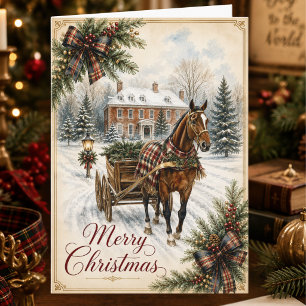 Tartan Plaid Horse Country Christmas Holiday Card