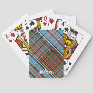 Tartan Plaid Light Blue Rustic Clan Anderson Playing Cards
