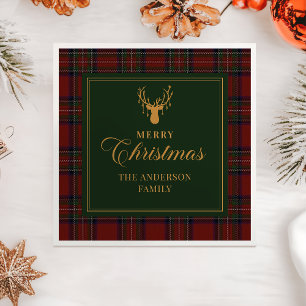Tartan Plaid Merry Christmas Family Napkins