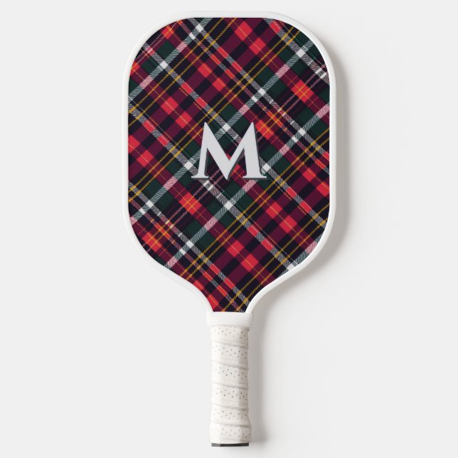 Tartan Plaid Monogram Pickleball Paddle (Front)