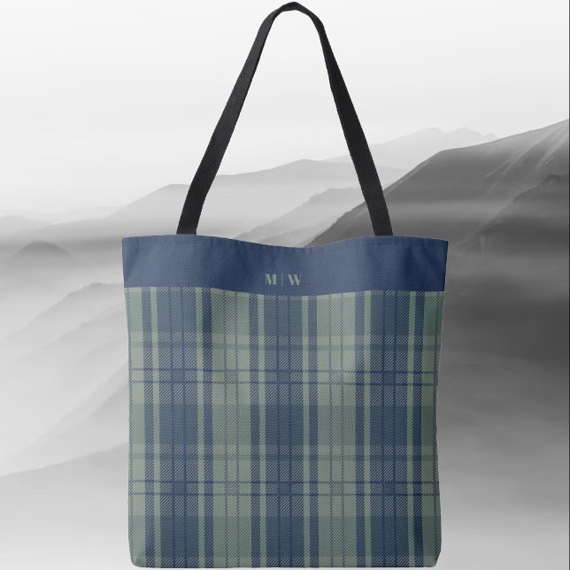 Tartan Plaid - Navy Blue and Slate Green Tote Bag (Tartan Plaid - Navy Blue and Slate Green Tote Bag by Leapfroglisics Shop)