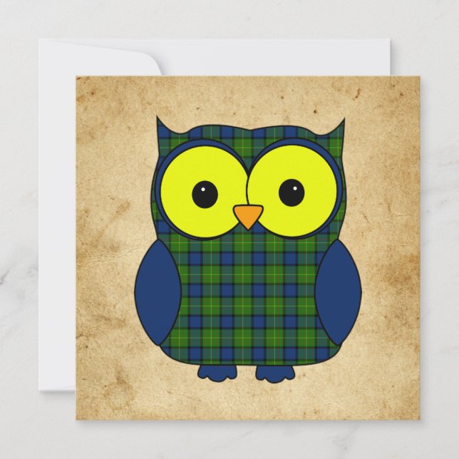Tartan Plaid Owl V7 Birthday Invitation (Front)