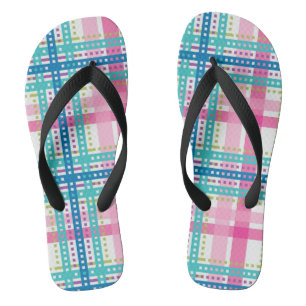 Tartan, plaid pattern flip flops