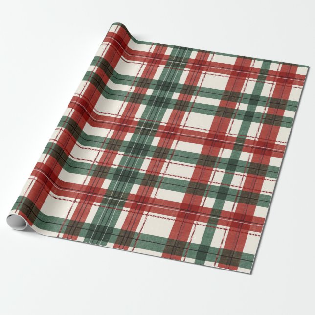 Tartan Plaid Pattern for Christmas and Winter Wrapping Paper (Unrolled)
