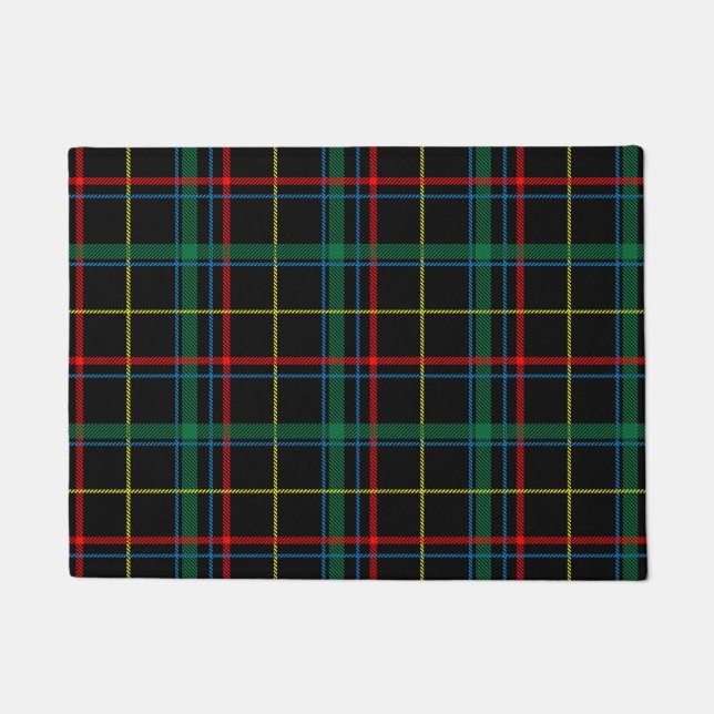Tartan plaid pattern, green and red, doormat (Front)