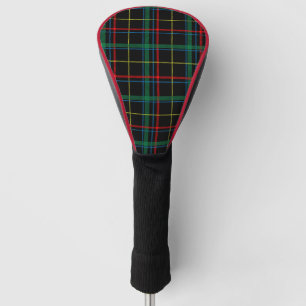 Tartan plaid pattern, green and red, golf head cover