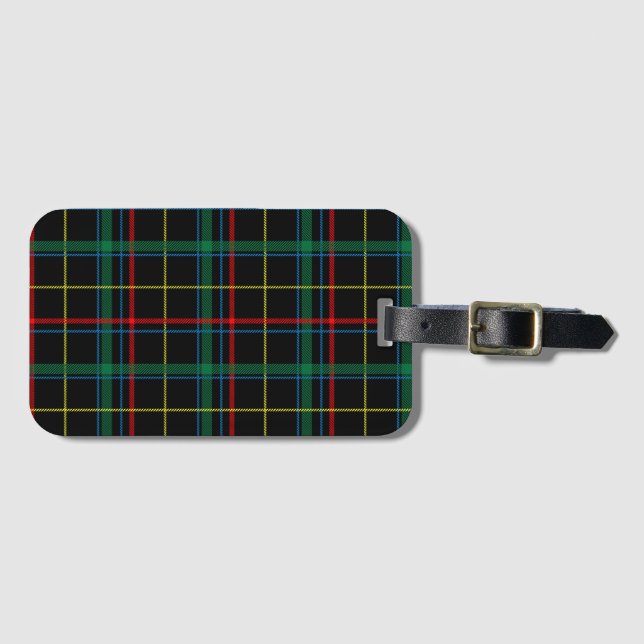 Tartan plaid pattern, green and red, luggage tag (Front Horizontal)