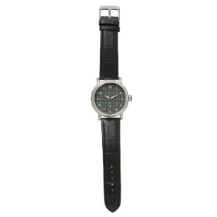 Tartan plaid pattern, green and red, watch