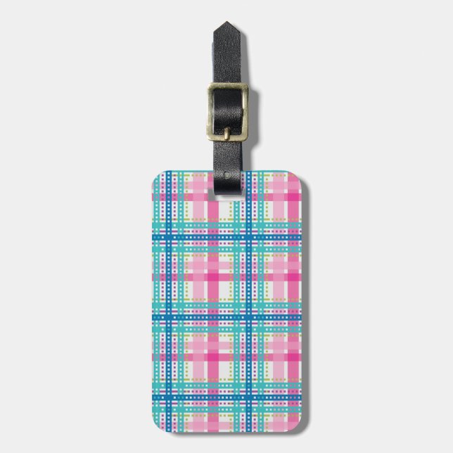 Tartan, plaid pattern luggage tag (Front Vertical)