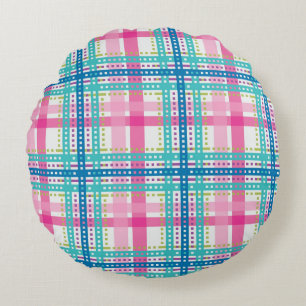 Tartan, plaid pattern round cushion
