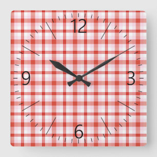 Tartan plaid pattern square wall clock