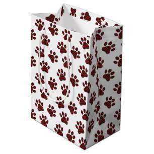 Tartan Plaid Paw Prints  Medium Gift Bag